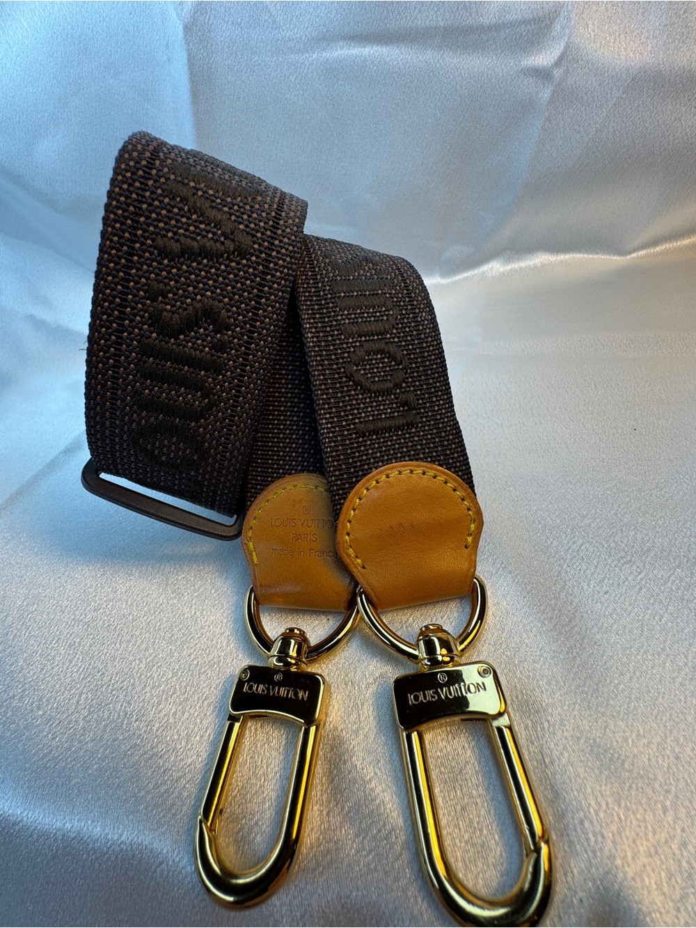 Louis Vuitton Stamped Brown Canvas Bag Strap with Tan Leather & Gold Hardware - Picture 16 of 16